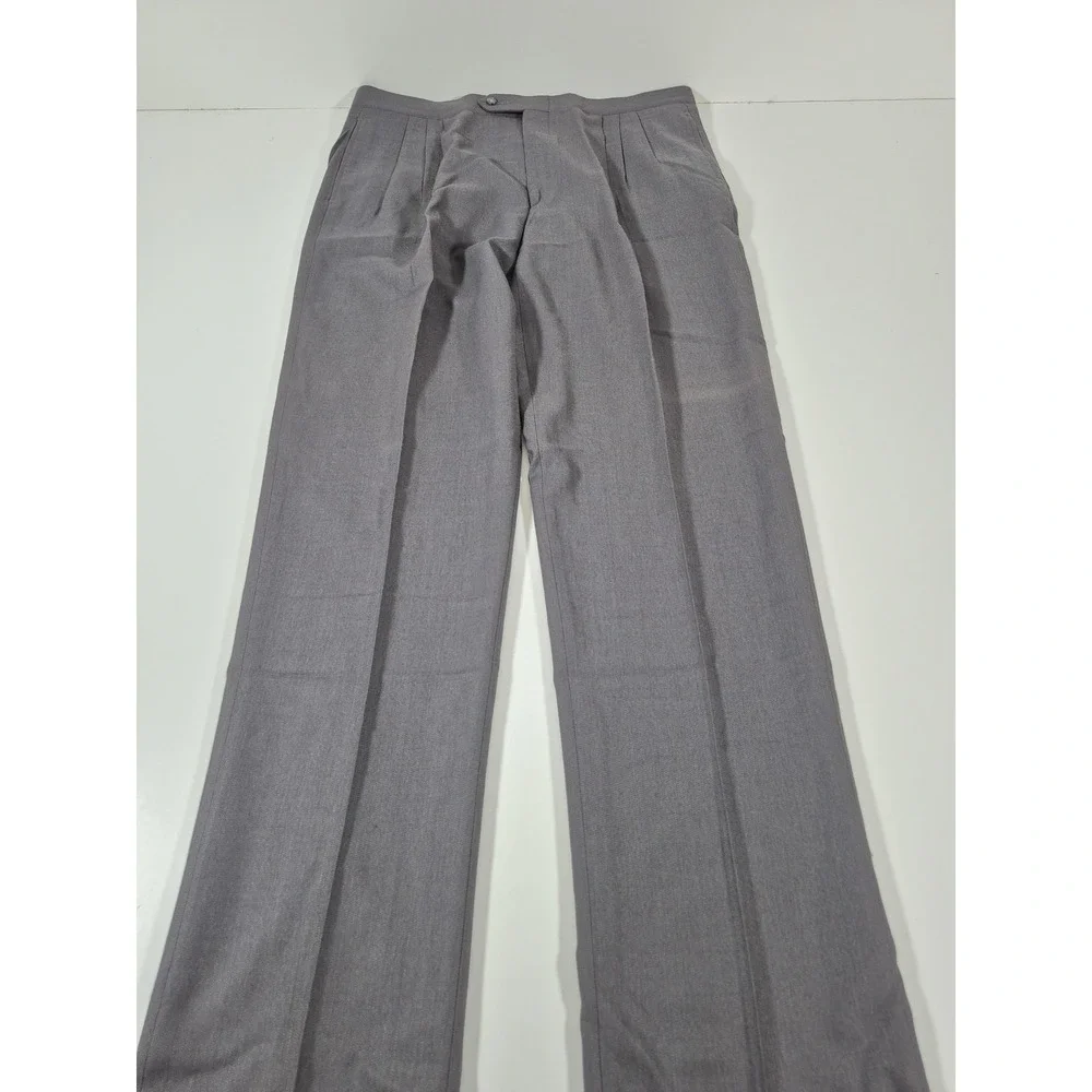 VTG Sansabelt Dress Pants Mens 38x36 Gray Wool Pleated Straight